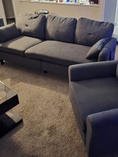 Convertible Sectional Sofa Couch, 3 Seat L Shaped Sofa with Removable Pillows