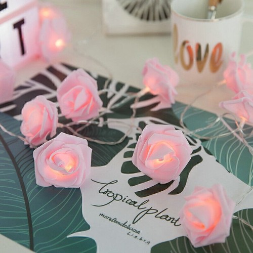 Decorative LED Rose Flower Fairy String Lights Wedding Home Party Festival Lamp - Picture 2 of 8