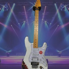 Maple Neck Gold Parts NEW Electric Guitar Vintage ST White Basswood Solid Body