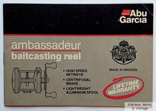 Mulinello ABU Garcia Ambassadeur Baitcasting - Manuale e garanzia originali d'epoca