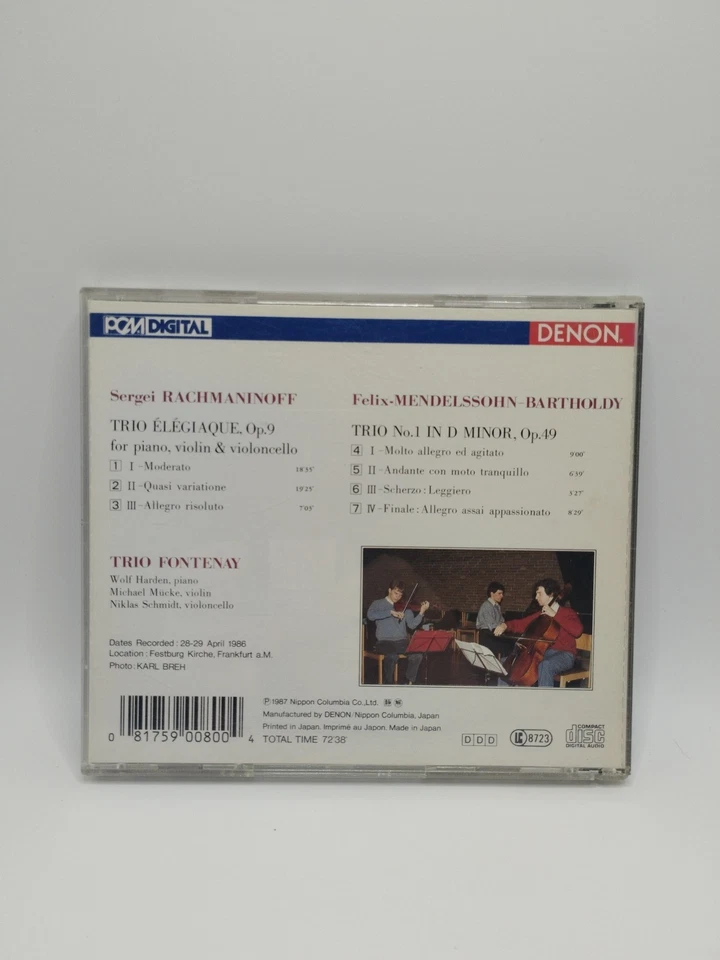 ✨CD RACHMANINOFF - MENDELSSOHN / TRIO FONTENAY / JAPAN PRESSAGE DENON - Photo 2/4
