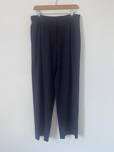 Max Mara Trousers 14 Navy Blue Smart Formal Offce Wide Leg Pockets