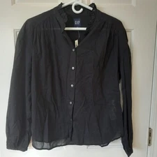 New! GAP Women's Black Button Top Casual Career Everyday Lightweight Size M