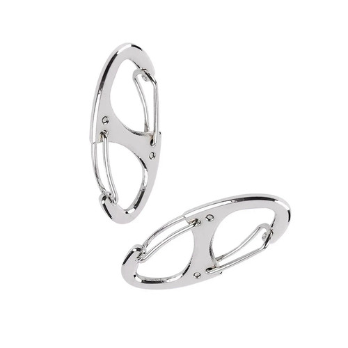 Silver S-Shaped Binders Small CARABINER CLIP Key Ring 41mm long, Load 15kg - Picture 4 of 8