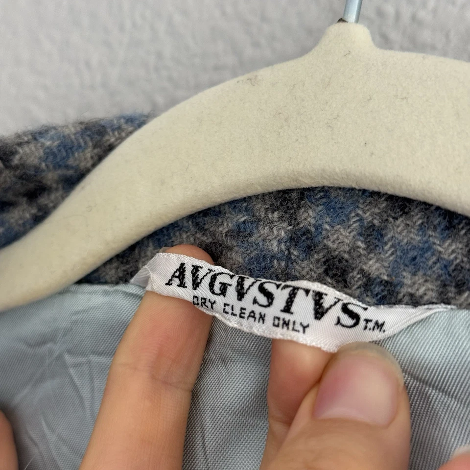 Conjunto Abrigo Falda Tweed Vintage Avgvstvs Mujer 14 Lana Cuadros Clásico Carrera Oficina Foto 3 de 4