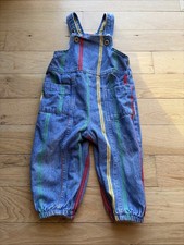 VTG Health-tex Baby Overalls 12M 100 Cotton Multi Color Rainbow Stripe USA 90s