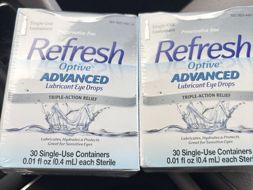 2pk Refresh Optive Advanced 0.4ml Eye Drops 30 Ct Exp 11/26 NEW SEALED ...