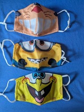 3 Pack Minion Sponge Bob Tiger Kids Face Mask Funny Cartoon Full Cover NEW