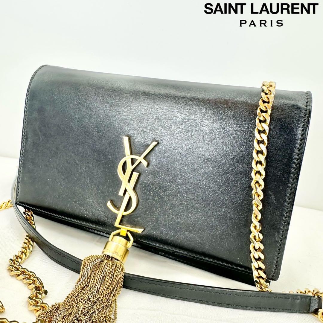 Borsa a tracolla Saint Laurent Kate catena nappa nero oro