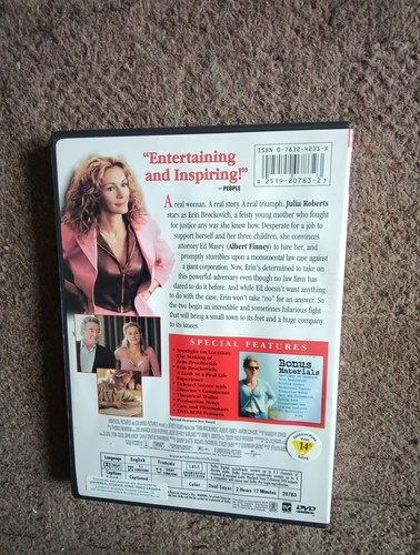 ERIN BROCKOVICH DVD , REGION 1 , FREEPOST - Picture 2 of 2
