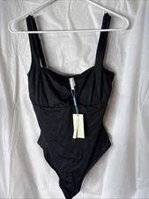 New Sea Level Swimsuit Womens US 10 Black Square Neck One Piece Removable Pads