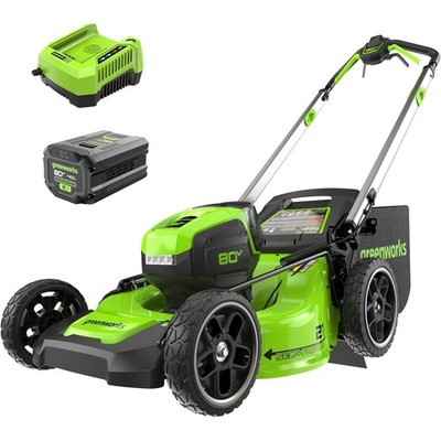 Greenworks 80V 21'' Self-Propelled Lawn Mower MO80L416, w/ 4Ah Battery 4A Charger