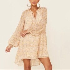 Show Me Your Mumu Birdie Mini Dress Womens Size XS Yellow Cottage Core Boho