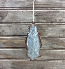 Christmas Ornament Old World Santa Claus Rustic Primitive Tin Metal Vtg 5"