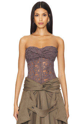ROKH Twisted Knot Laced Corset in Mocha Grey 40/8 NWT $547