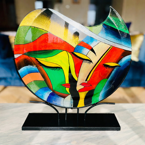 Murano picasso Style Vase with color Design ABSTRACT GLASS brand new ART 50 cm