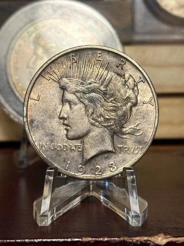 1923-D Peace Dollar XF/AU Toned