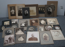 Lot of 26 Antique Photograph - Kids Family Well Dress Solider