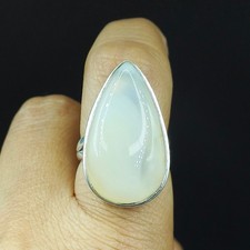Natural Agate Gemstone 925 Sterling Silver Proposal Ring Size-7.5 US