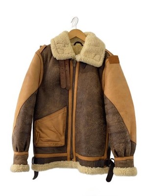 Schott Mouton Flight Jacket Leather Brown Size 34