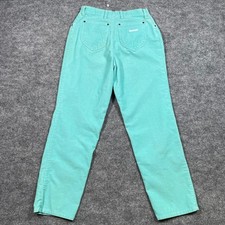 Vintage Wrangler Junior Fit Corduroy Pants Teal Seafoam High Rise Tapered 15 USA