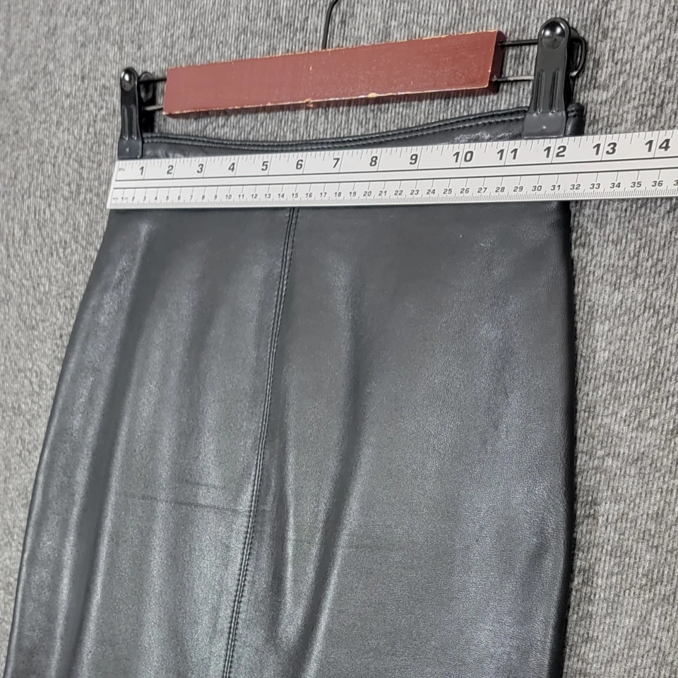 Falda vintage Lillie Rubin para mujer 4 cuero negro forrada a lápiz midi Foto 3 de 4