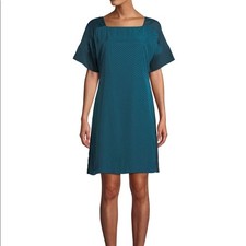Club Monaco Archmand Dot-Print Shift Dress square neck short sleeves viscose