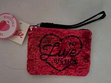 Justice Wristlet Coin Purse Sequin Pink Silver 4.75" x 3.5"