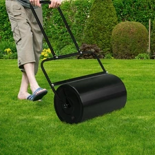 10 Gallon Lawn Roller Heavy-Duty Steel Push/Pull Sod Roller 18.9" x 12.6" Black
