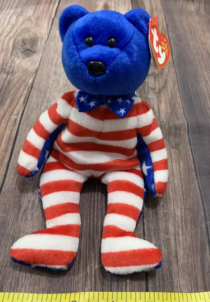 ty Liberty Beanie Baby Blue Face Birthdate June 14 2001 Red White