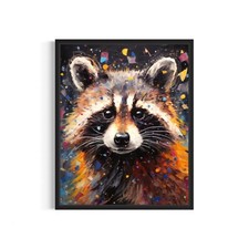 Raccoon Animal Abstract Art Print Poster Wall Art Painting