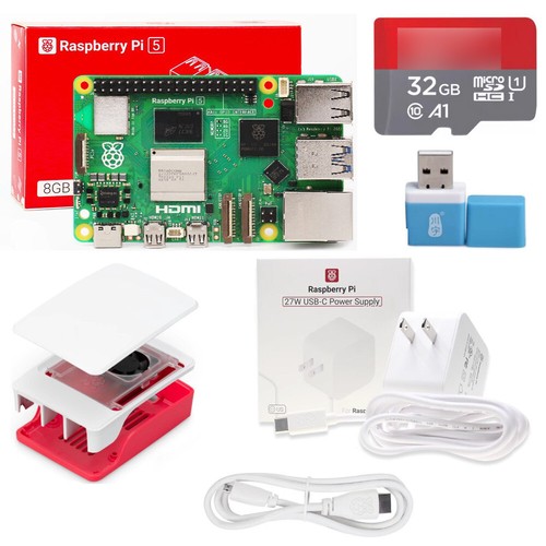 Raspberry Pi 5 4gb 8gb Ram Starter Kit Alimentatore Ufficiale Custodia Ventilatore Cavo HDMI - Foto 1 di 9