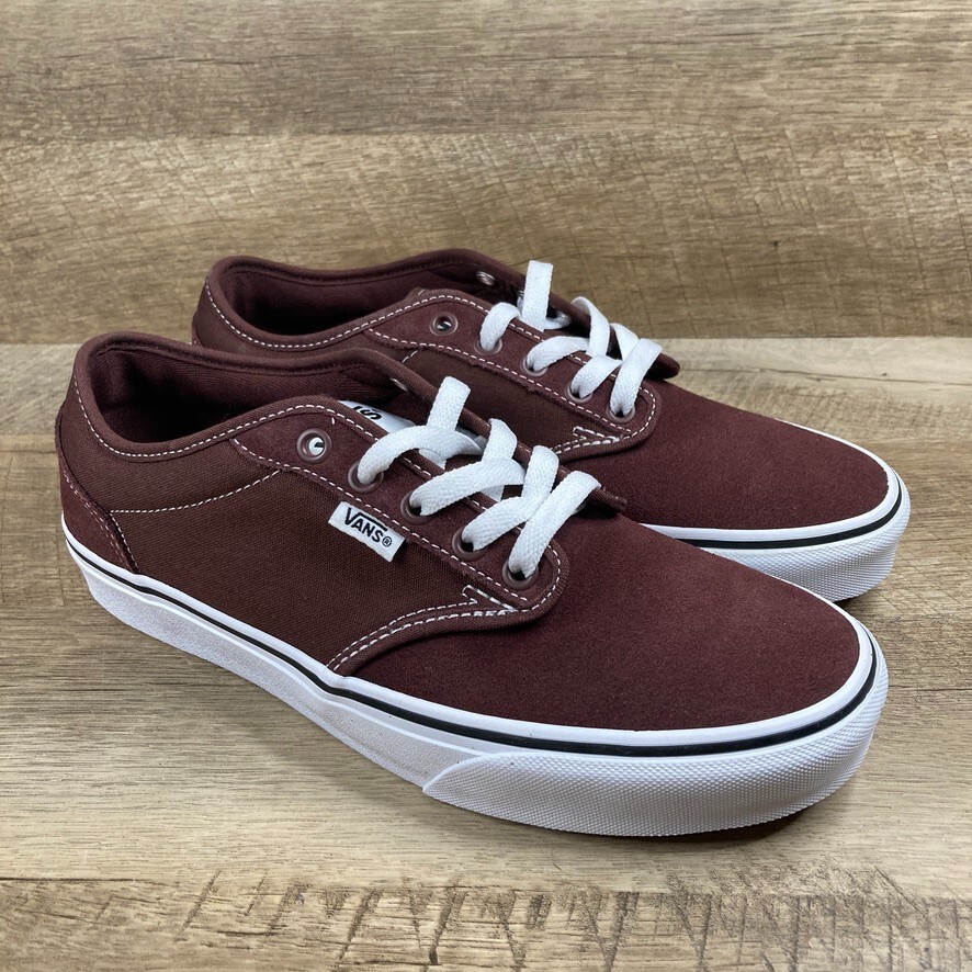 VANS Atwood Suede Canvas Chocolate/White Classic Shoes Mens Sz
