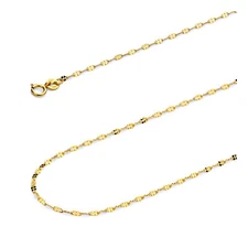 Wellingsale 14k Yellow Gold Solid 1.7mm Twisted Mirror Chain Necklace