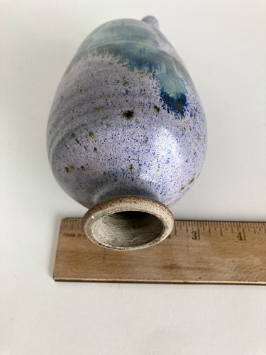 Handmade Pottery Hummingbird Feeder Lavender & Blue Drip Glaze Stoneware 6.5 In. - Picture 6 of 6