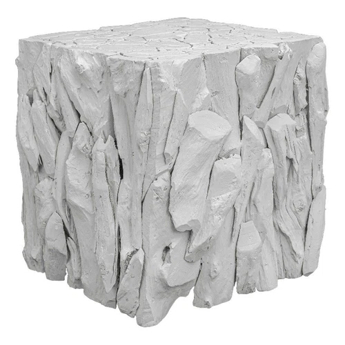 Uttermost Teak Root Farmhouse Teak Wood Bunching Cube in Whitewashed Finish - Picture 1 of 5