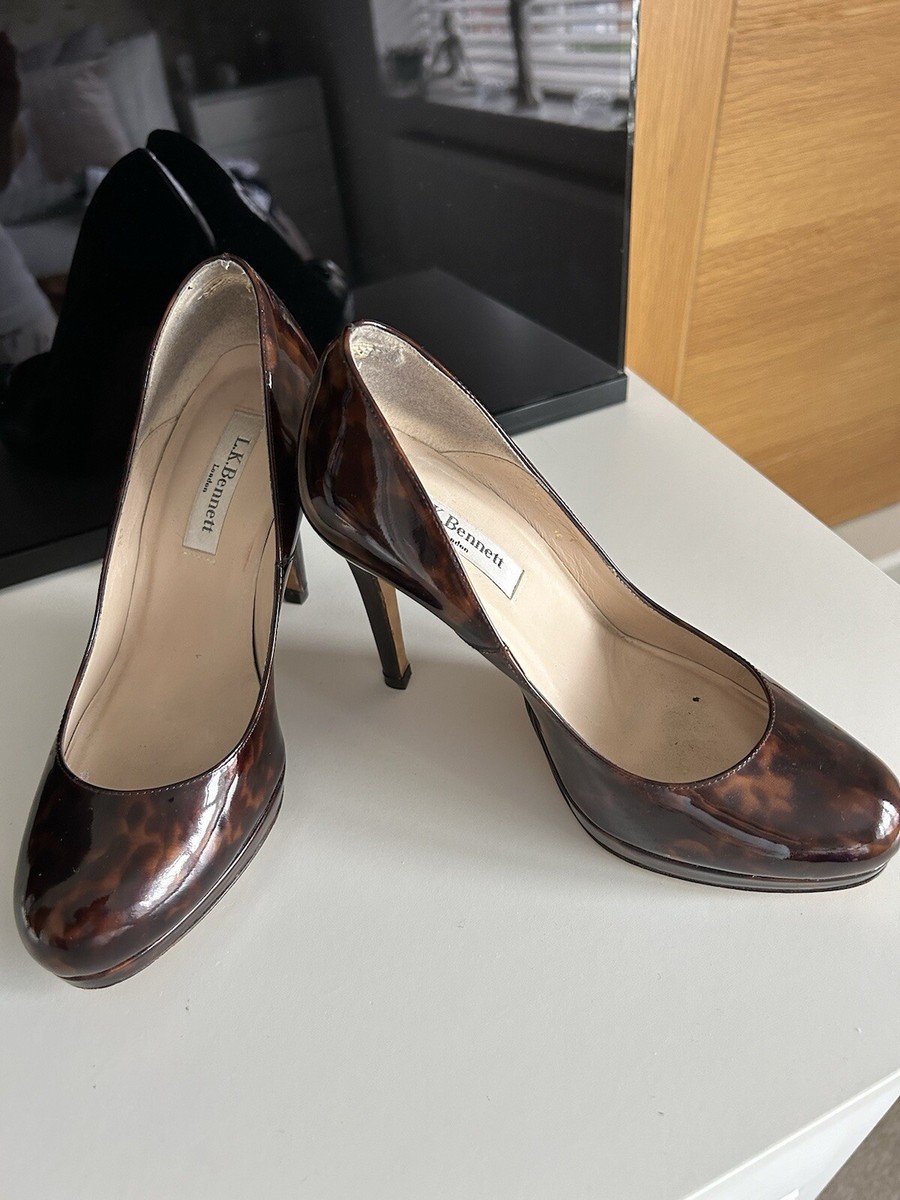 L K Bennett Sledge Tortoiseshell Patent Court Shoes Size Uk Eu 36