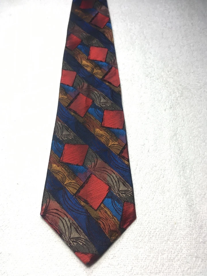 CORBATA BELLAGIO HOMBRE ROJO COBRE AZUL MARRÓN 4 X 57 Foto 3 de 4