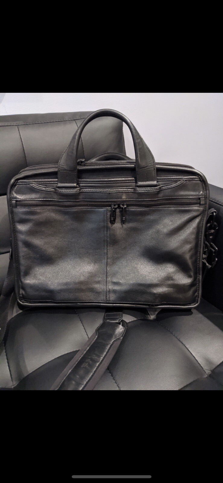 TUMI Organizer Leather Brief Alpha 2 Black Gem