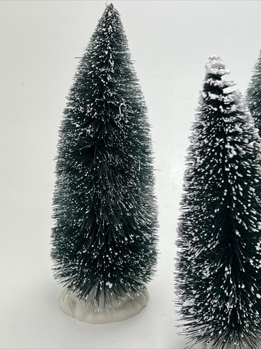 4 Green Christmas Village Snowy Tips House Accessories- (2)8"-(2)9" Pine Tree - Picture 9 of 11