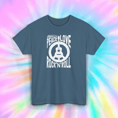 Peace Love Rock N Roll Music Guitar Graphic T-Shirt Vintage Style S-5XL - 第 8/12 張圖片