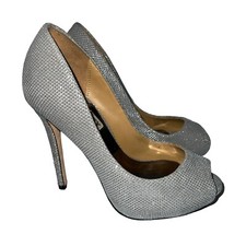 Badgley Mischka Ponderosa Silver Sparkle Formal Shoes Heels 5