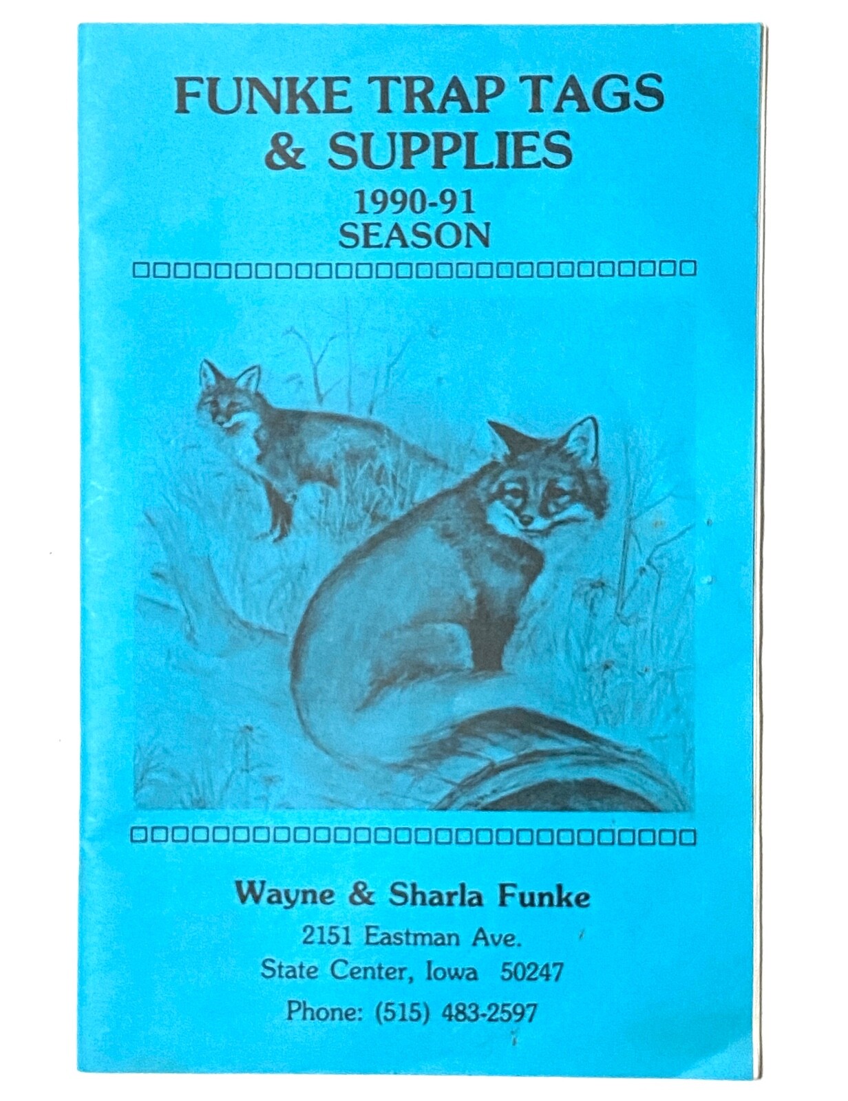 Funke Trap Tags & Supplies Catalog 1990-1991, State Center Iowa