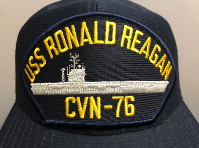 USS RONALD REAGAN BASEBALL CAP SNAPBACK HAT CVN-76 NAVY BLUE