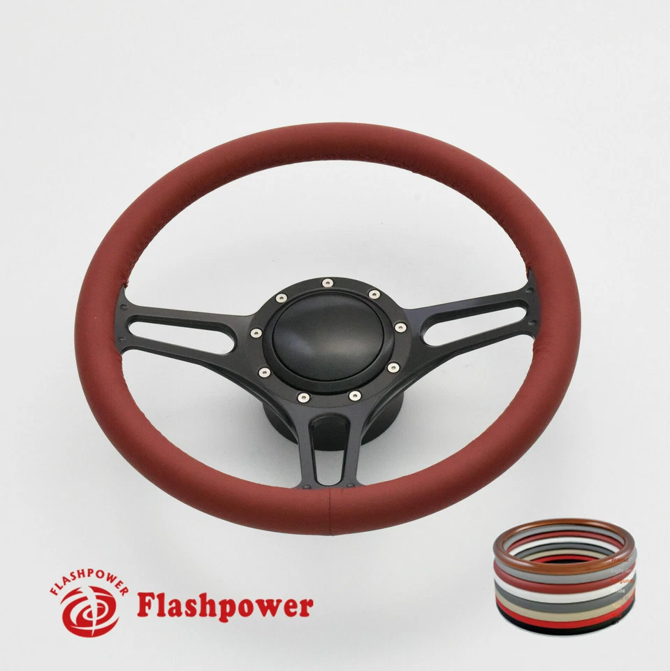 KIT VOLANTE DE ALUMÍNIO 9 FUROS 14" BILLET COM BOTÃO DE BUZINA E ADAPTADOR - Imagem 4 de 4