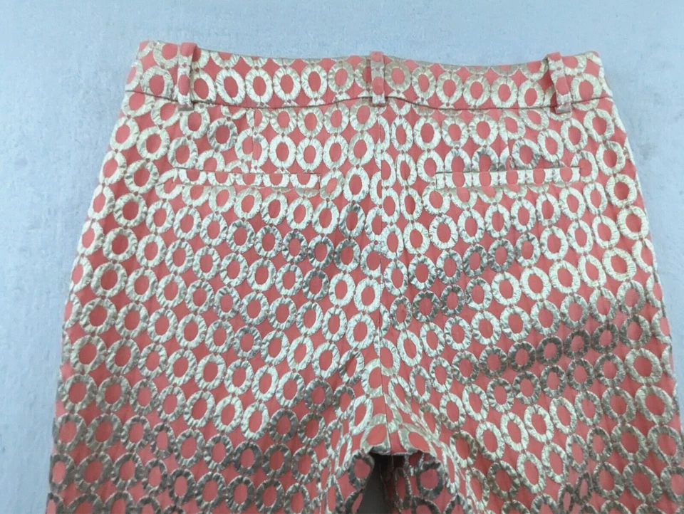 J.Crew sz 00 裤子镀金圆点锦缎咖啡馆卡普里珊瑚 n 金色 22121 4453 — 第 4/4 张图片