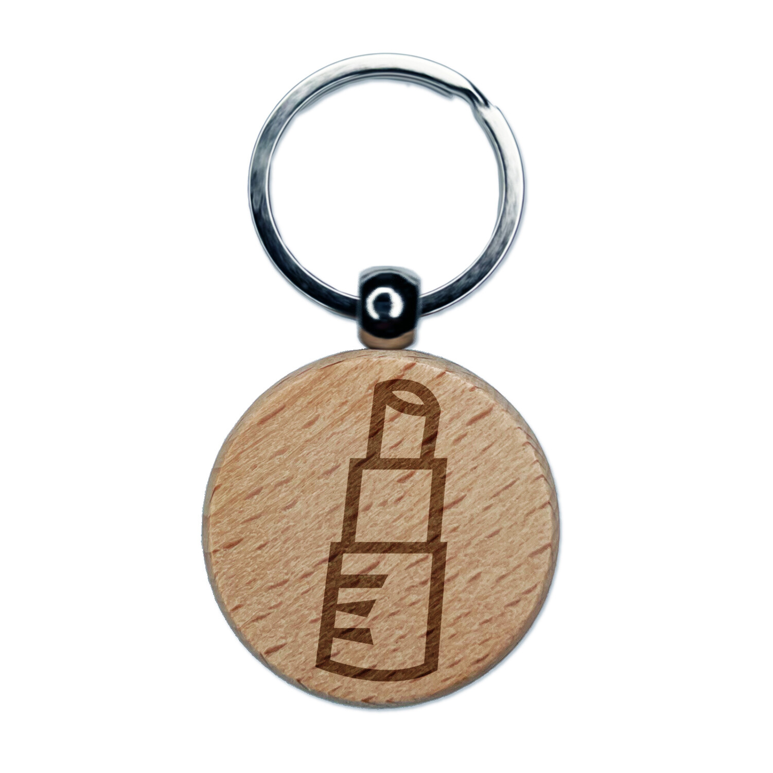 Engraved Wooden Lipstick Gloss Makeup Keychain Charm Tag  