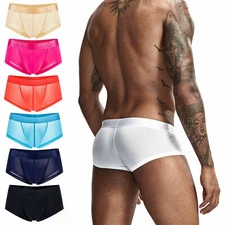 Jockmail Men's Ice Silk Boxer Brief Sexy See-through Underwear Summer Underpants