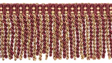 Burgundy Red Gold 3" Bullion Fringe Trim Royal Romance [By The Yard]