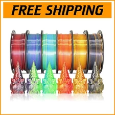 6-Spool Dual Color Silk PLA Filament Bundle for Vibrant 3D Prints, 1.75mm